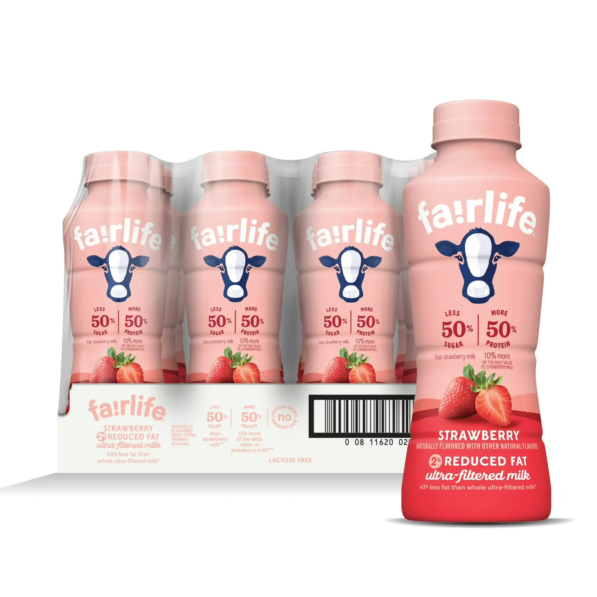 Fairlife Strawberry 2% Reduced Fat Ultra-filtered Milk, 14 fl oz, 12 Pack