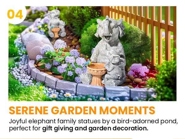 GIGALUMI Solar Garden Statues Loving Elephant Figurine Lights for Outdoor, Yard, Garden Decor Unique Housewarming Gifts for Mom, Women