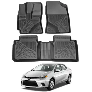 Canvcle TPE Floor Mats for Toyota Corolla 2014-2019 All Weather Guard Liner Non-Slip Black Car Interior Kit Accessories Sedan Only