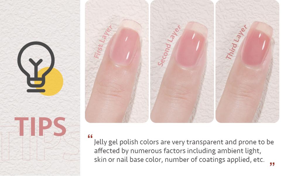 GAOY Pinkish Jelly Nude Pink Gel Nail Polish Set, 6 Transparent Sheer Colors Soak Off UV Light Cure Gel Polish Kit for Salon and Nail Art DIY at Home