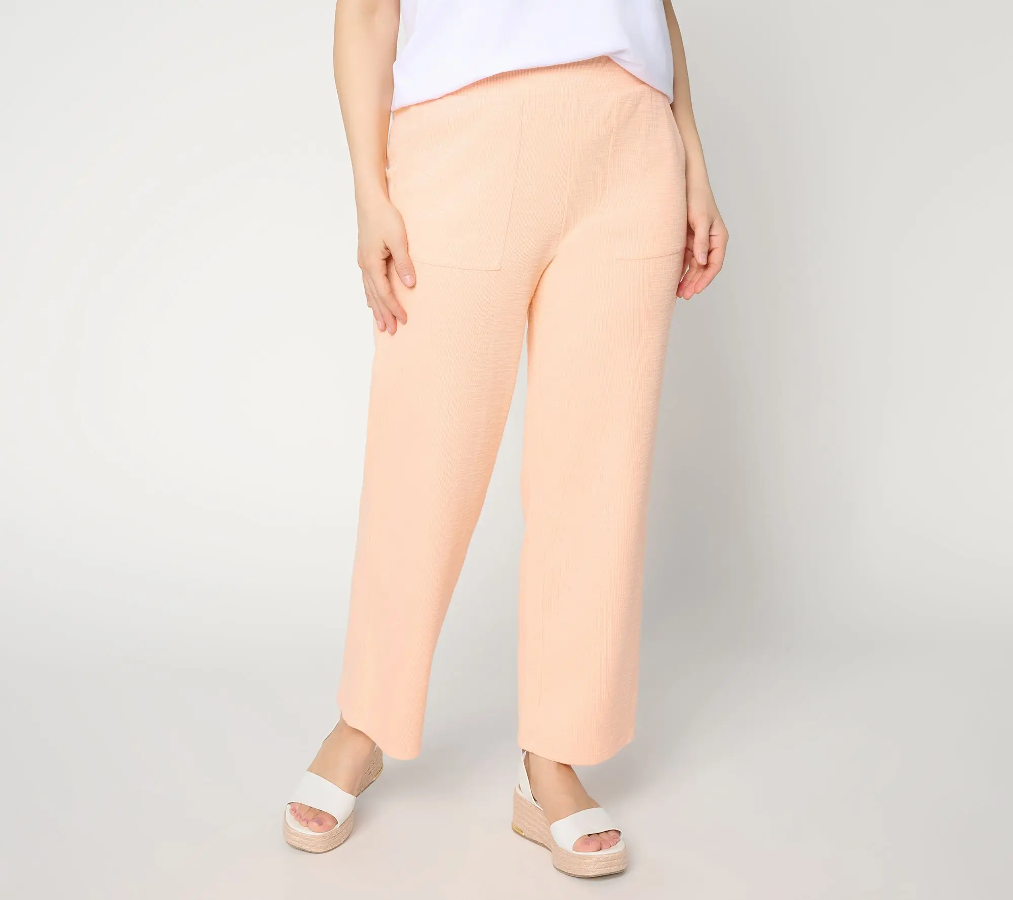 Susan Graver Soleil Regular Slub Rib Knit Ankle Pant