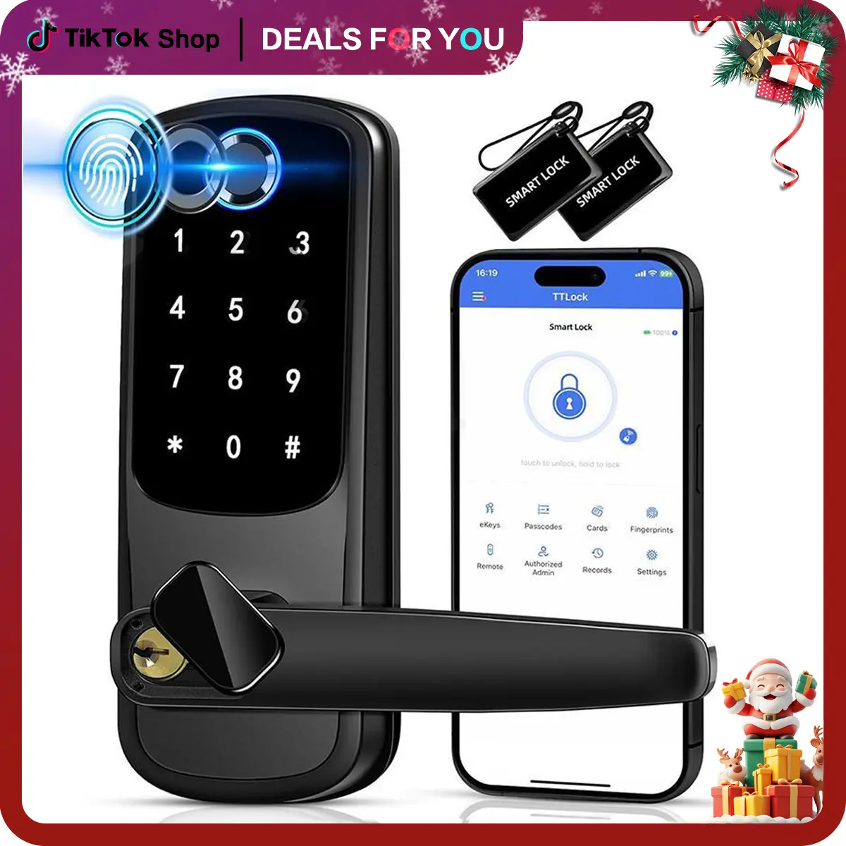 Smart Door Locking Tool with Handle - Fingerprint Keyless Entry, Digital Electronic Lock for Hotels, Offices & Residences, No Batteries Included