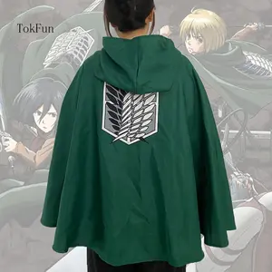 Attack on Titan Survey Corps Cloak AoT Clothing for Anime Manga Fans Cosplay Costume Green Hooded Cape Tops