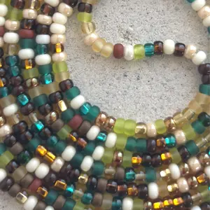 EARTHS GIFT - Tie On Waist Beads - 45 to 60 inches Waistbeads - Green Waistbeads - Earthy Waistbeads -  Earth Tone Waistbeads - Belly Beads - Body Beads - African Waistbeads Made By Venus