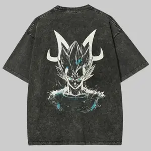 Vegeta Anime Washed Graphic Tees Funny Japanese Cartoon Distressed Shirt 90s Vintage Streetwear Unisex Summer Gift