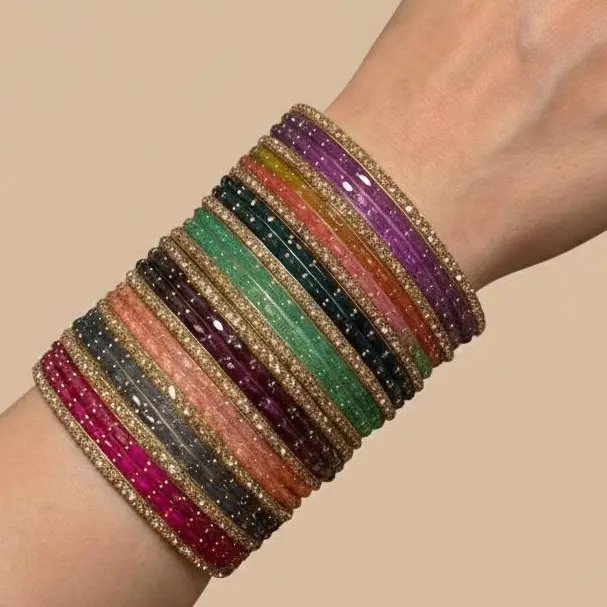 26-Piece Raindrop Glass bangle set, Desi Stackable Bangle Set, Perfect for Weddings & Special Occasions, Bangle Stack, Desi Bangles