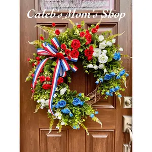 Patriotic Grapevine Wreath, Red White and Blue Front Door Wreath, Fourth of July Wreath, Memorial Day Decor, Americana Summer Door Wreath