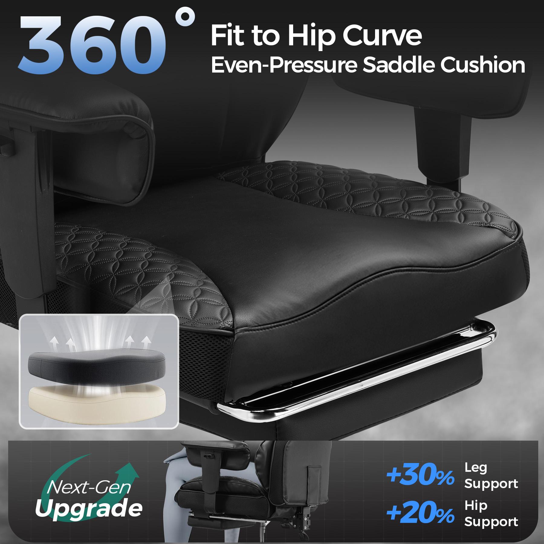 【2026 Promotion】COMHOMA Big and Tall Office Chair 400LBS Wide Ergonomic Gaming Chair with Deluxe Embossing Leather with Foot Rest 150°Reclining Adjustable Armrests Pocket Spring Back Support and Without Pillow