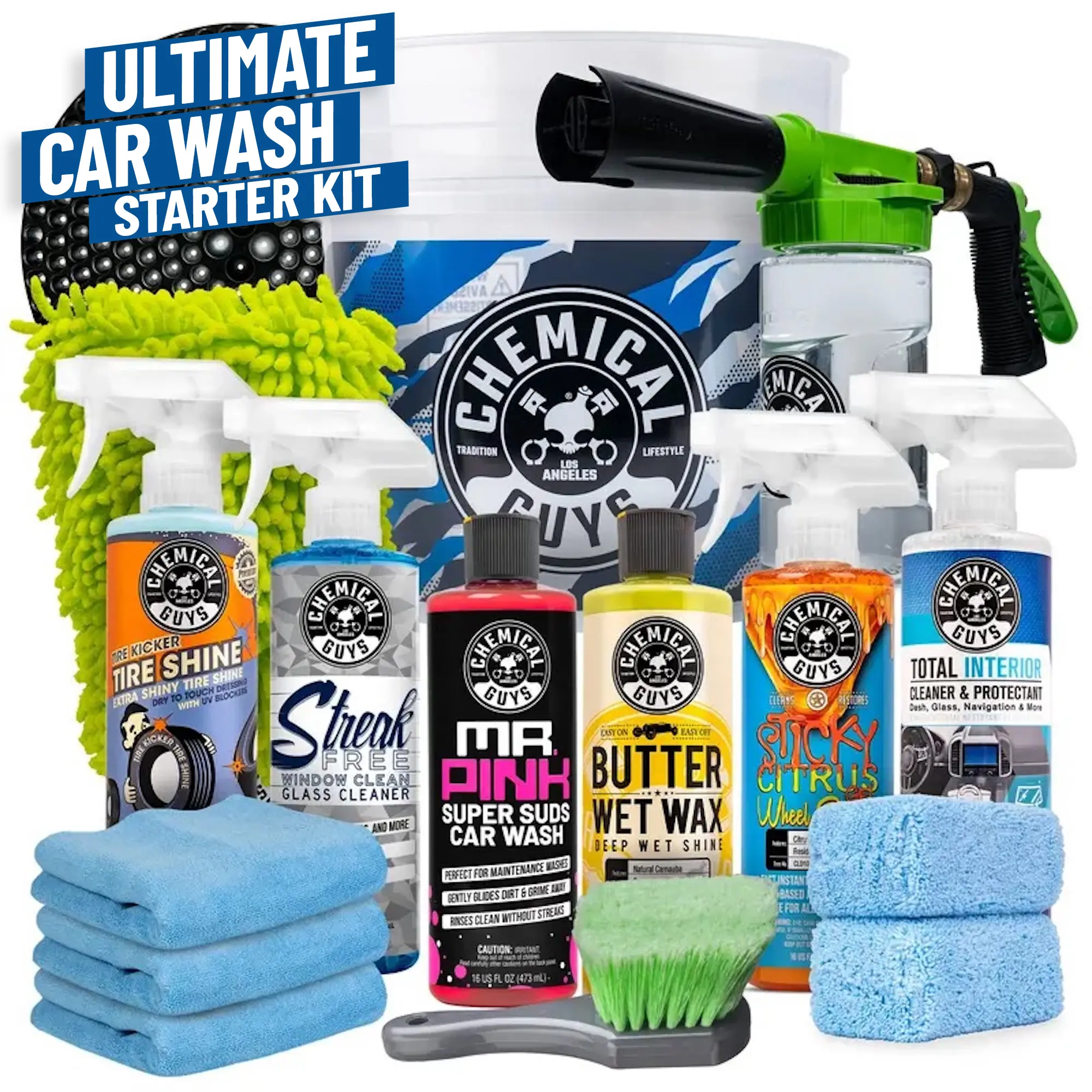 Chemical Guys 3-Car Wash Kit Bundle - Automotive Car Care Set with Wash Supplies, Microfiber Towels, Interior Cleaners, Exterior Cleaners, Wax Shine for Home & On-the-Go Use, Car Detailing, Detailing Products