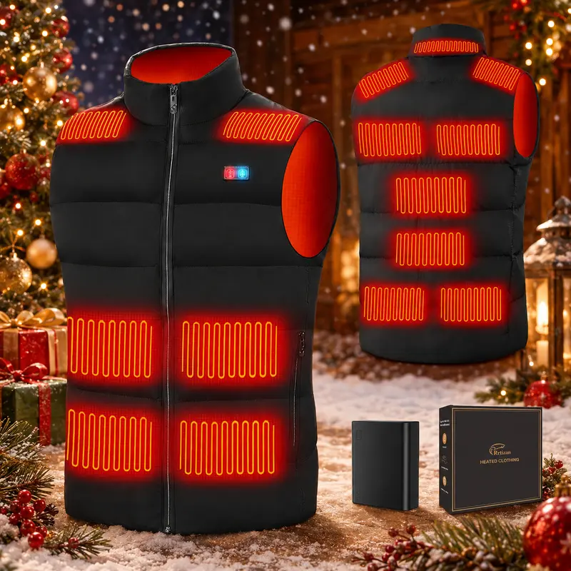 Valentine's Day gift, FathersDayGift,Christmas gift   Rrtizan Heated Vest/Heated Jacket for Men Women, Lightweight with Battery Pack, Winter Outdoor Hunting Skiing Heating Vest 0085-Black