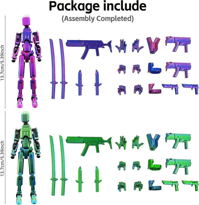 T13 3D Multi-Jointed Action Figure Set - Fully Assembled Titan 13 Poseable Robot Model, Nova T-13 Articulated Collectible, Desktop Decor for Gamers & Anime Fans