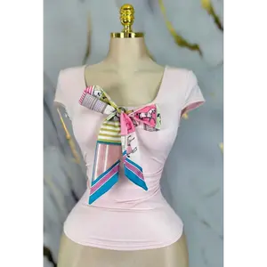 Blush Pink Bow Scarf Detail Top