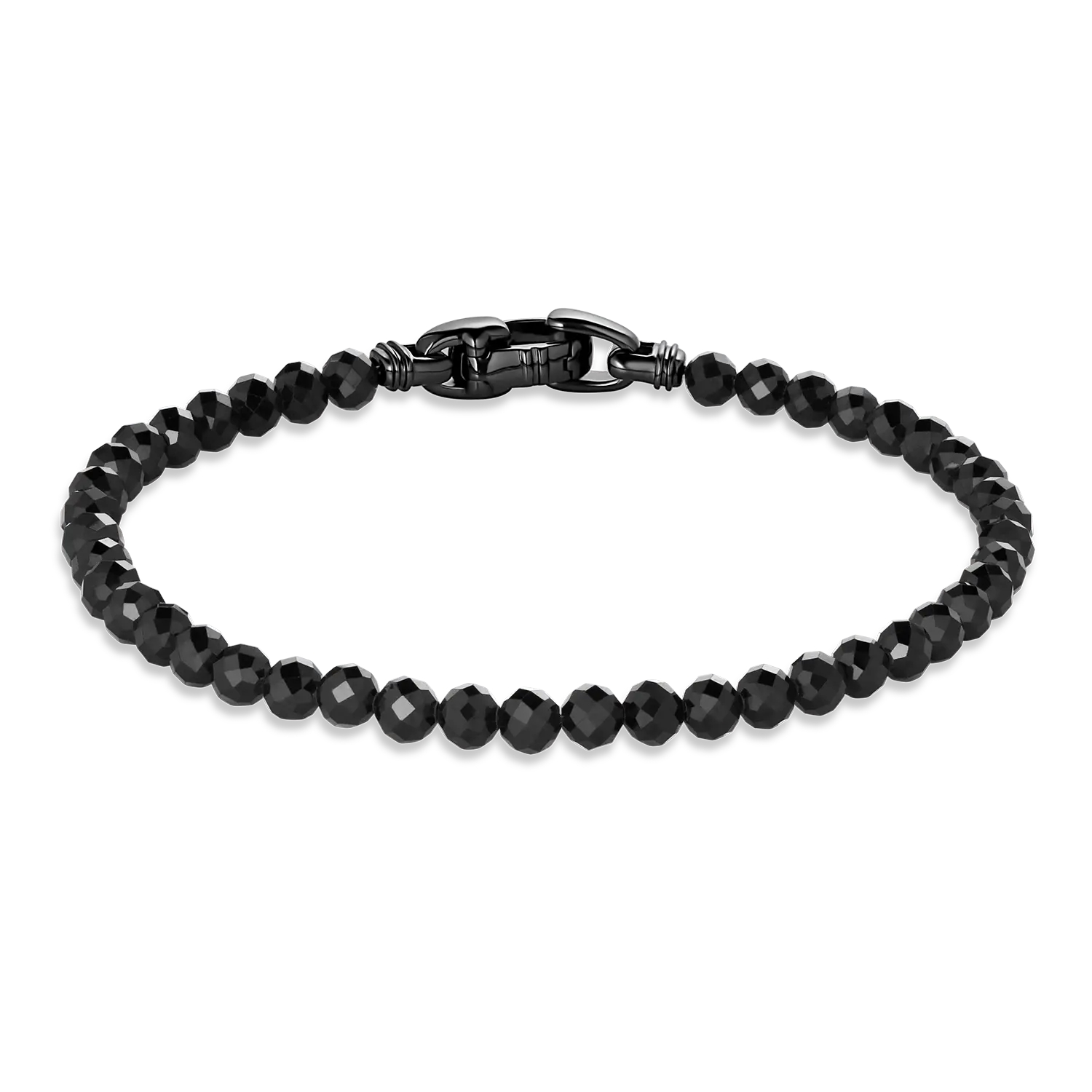 Faceted Black Onyx, Rhodium/Sterling Silver (4mm)