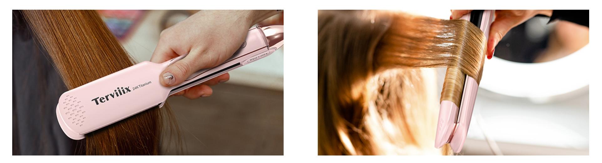 Terviiix Titanium Flat Iron Hair Straightener - ARC Non-Snagging for Smooth, One-Swipe Results, Salon-Grade Straightening Iron Saves Time on Thick, Curly, Black & Natural Hair