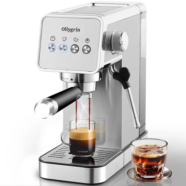 Espresso Machine,20 Bar Semi-Automatic Espresso Maker with Milk Frother,Compact Stainless Steel Coffee Machine with 40oz Removable Water Tank for Cappuccino,Latte, Americano,Sliver for Home