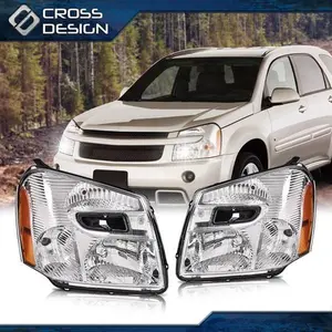 CROSSDESIGN Fit For 05-09 Chevy Equinox Left Right Side Clear Lens Chrome Housing Headlights