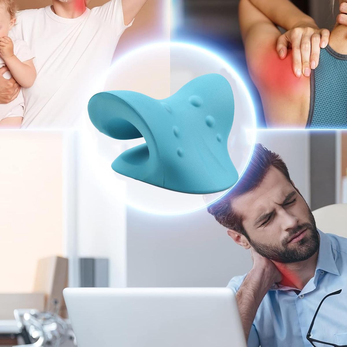 Neck Stretcher,Neck Hump Corrector,Neck and Shoulder Relaxer Cervical Traction Device Pillow for Muscle Relax and TMJ Pain Relief (Blue)