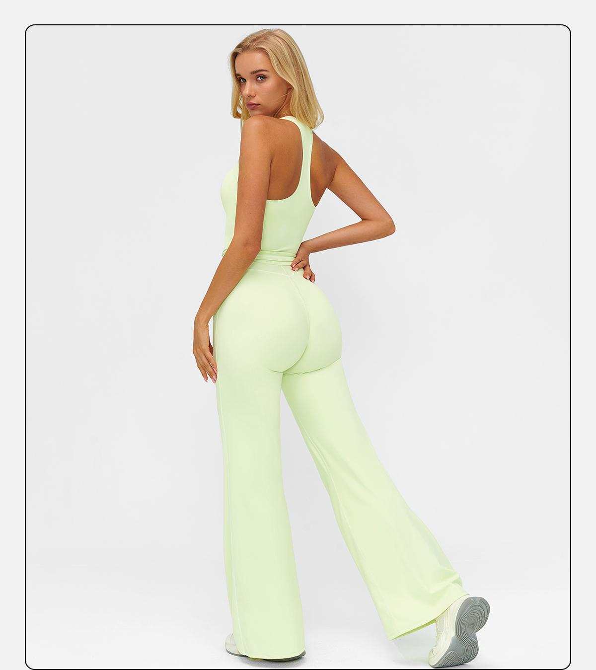 MFVIM Women's Sporty Tracksuit Set - Casual Two-Piece Athletic Wear, 78% Nylon 22% Spandex, Ideal for Gym & Daily Activities, H-Shaped Back Design, Bell-Bottom Pants SpringStatements