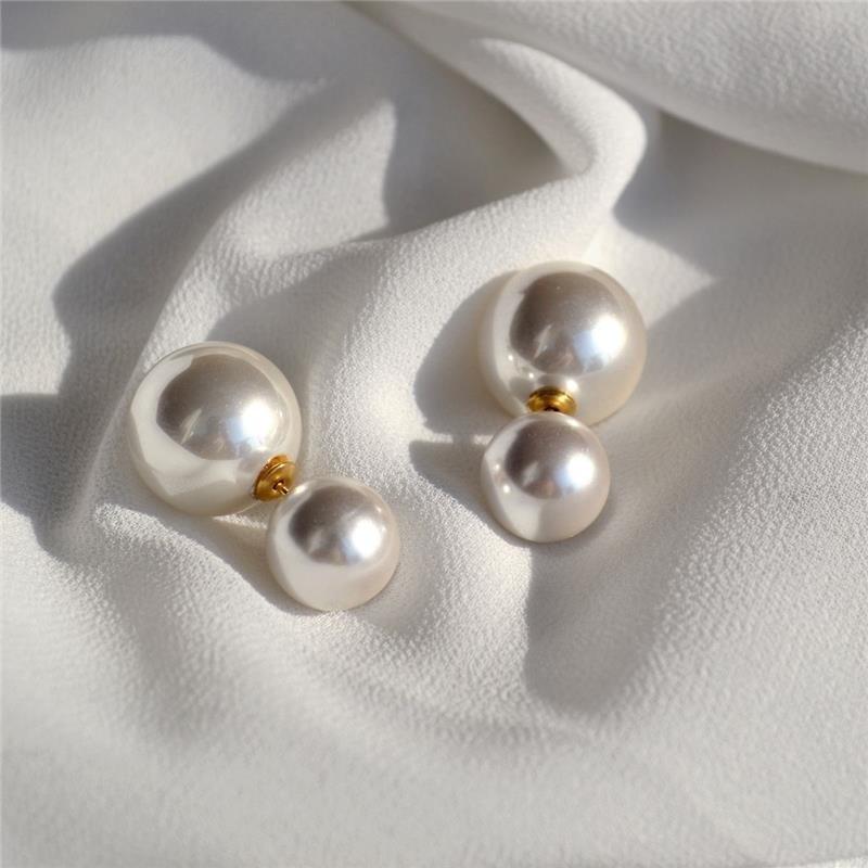 KatchMe Women's Elegant Double-Sided Pearl Earrings, White Vintage Faux Pearl Earrings Set, Fashion Jewelry for Women