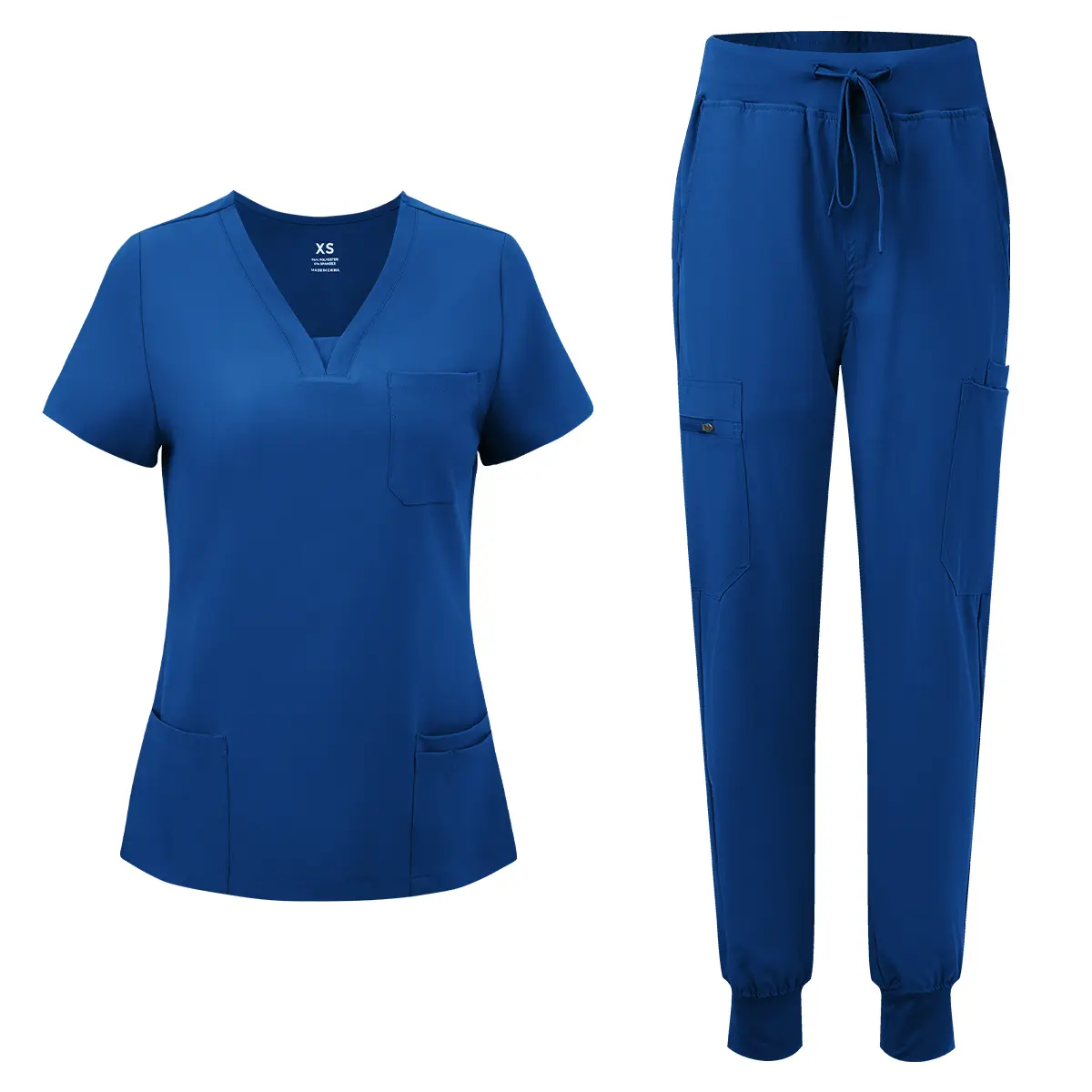 COZYFIT Women's Basic Lady Nova Workwear Uniforms Set - V-Neck Scrub Top, 10-Pocket Cargo Trouser