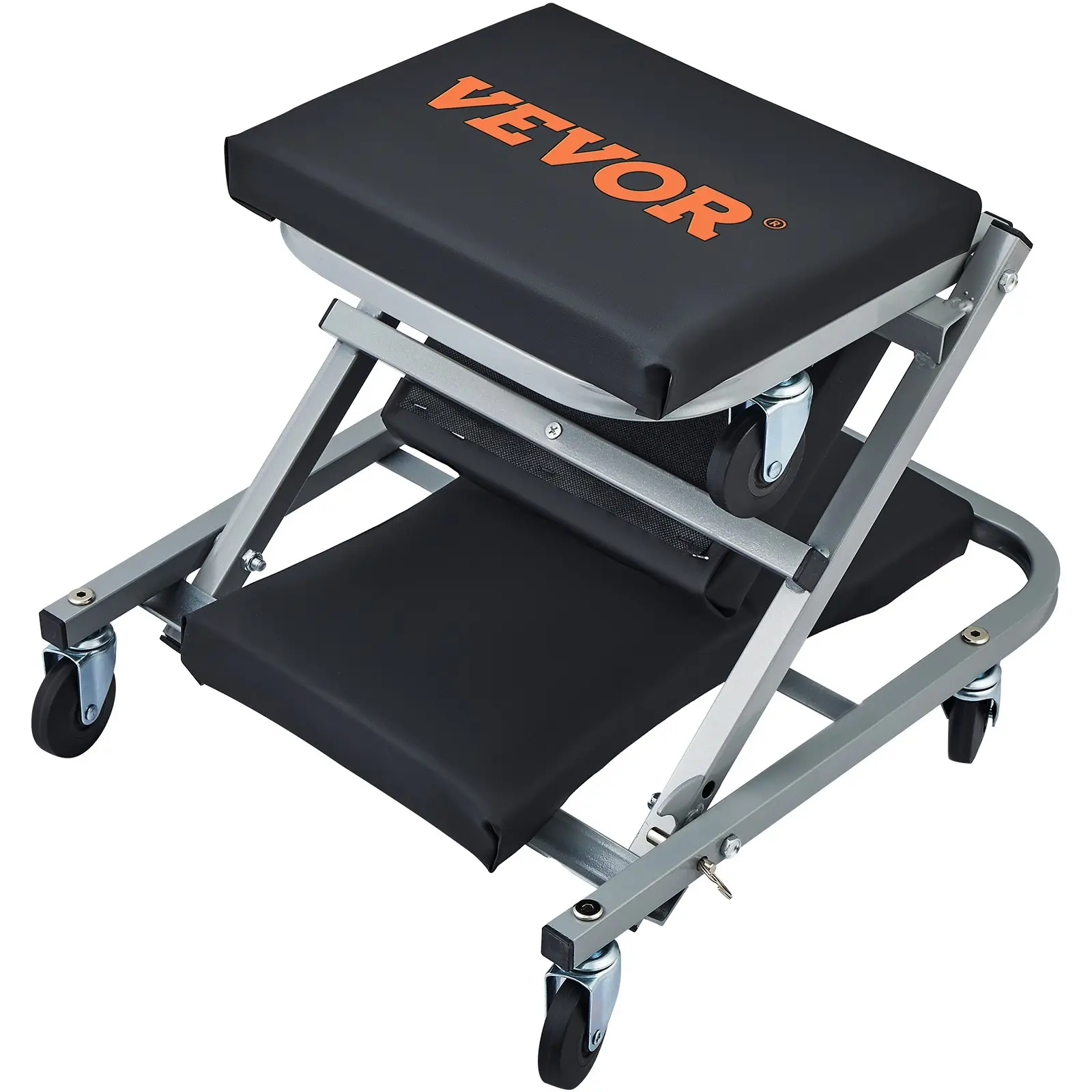 2-in-1 Z Creeper Seat Rolling Chair, Steel Auto Mechanics Work Stool for Workshop, All Seasons Use, Max. Capacity 300 lbs