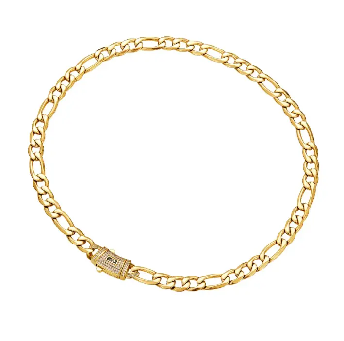 Premium 14K Gold Figaro Necklace for Men, Thick Cuban Style Figaro Chain with Secure Clasp