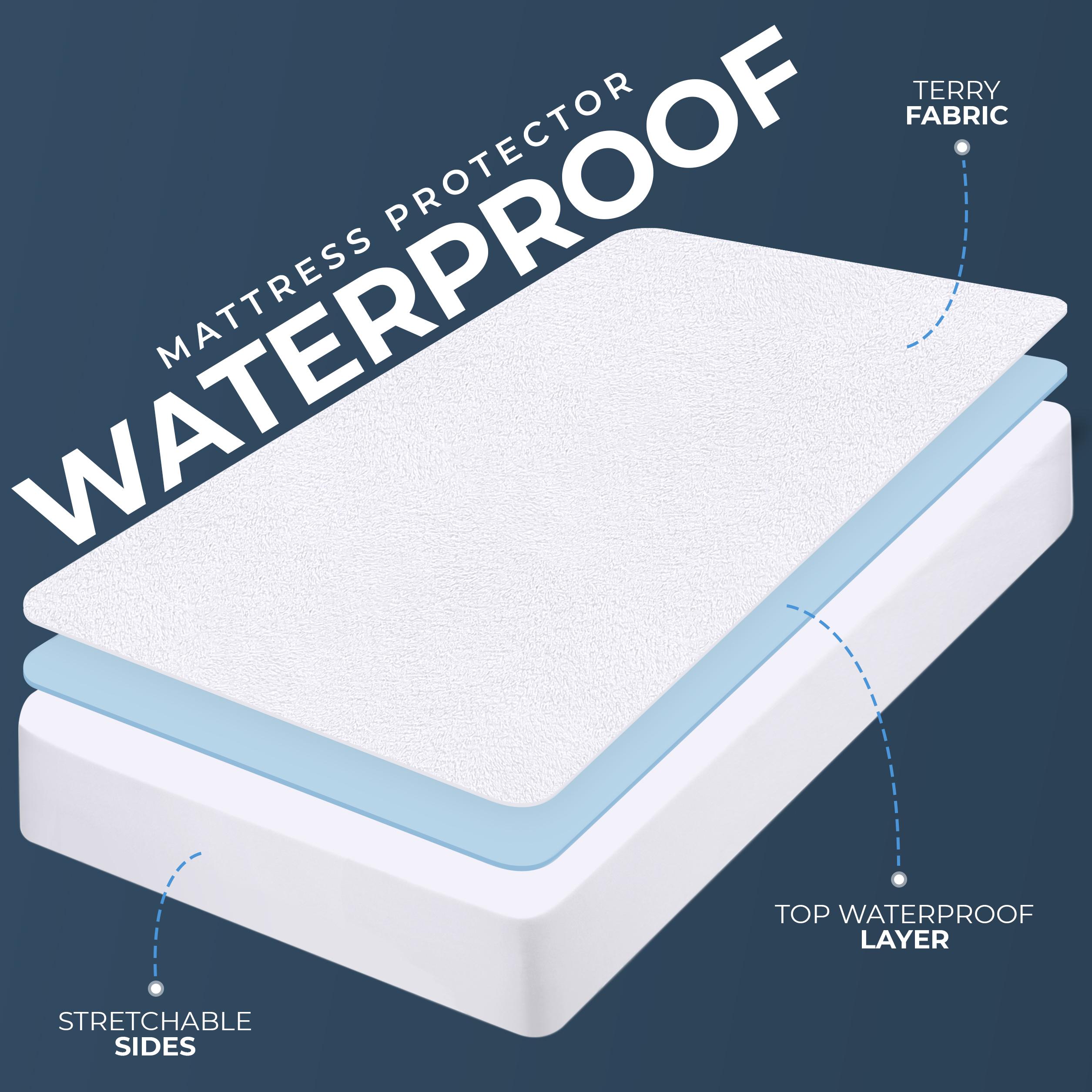 Utopia Bedding Waterproof Terry Mattress Protector, 200 GSM, Terry Cover, Breathable & Stretchable Pockets