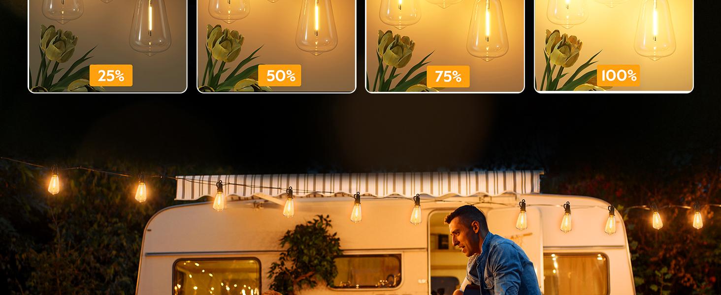 Brightown 100FT Outdoor String Lights LED Patio Lights with 50 Shatterproof ST38 Edison Bulbs Dimmable Waterproof for Backyard Deck Garden Party Xmas Decor