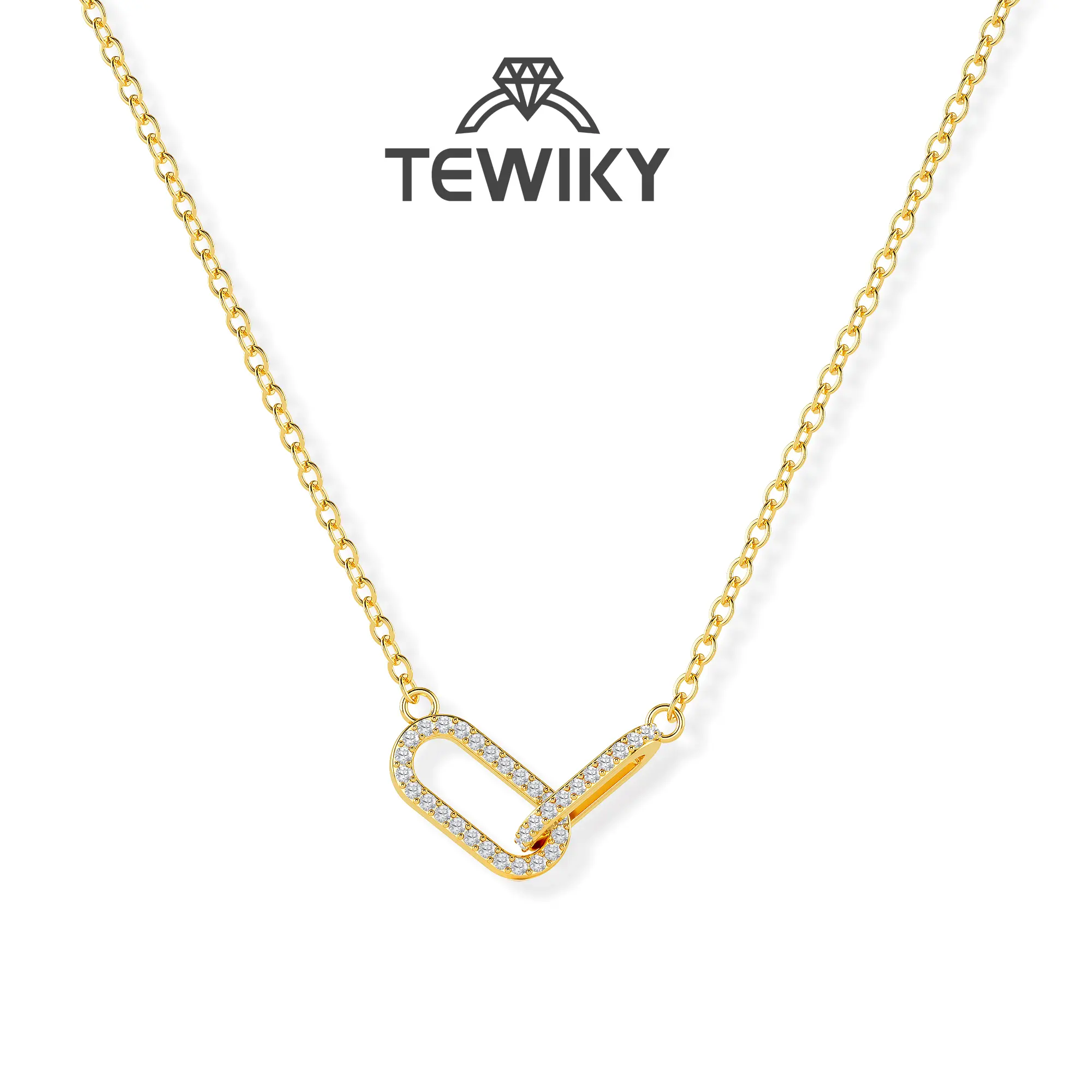 Tewiky Pendant Necklace for Women Dainty Simple Paperclip Choker Necklaces Cute Minimalist Open Oval Necklaces Jewelry For Valentine's Day gifts