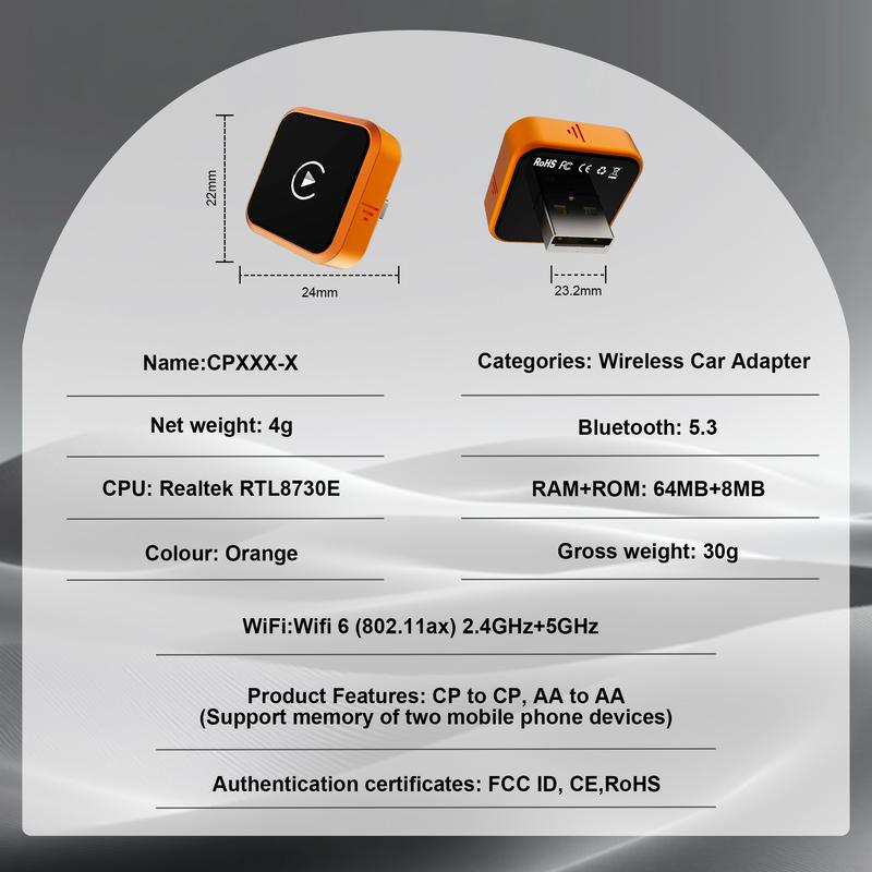 New CarPlay 2026 Wireless Adapter - Mini Cube Pro 3.0 Plug & Play, Auto-Reconnect for iPhone & Android