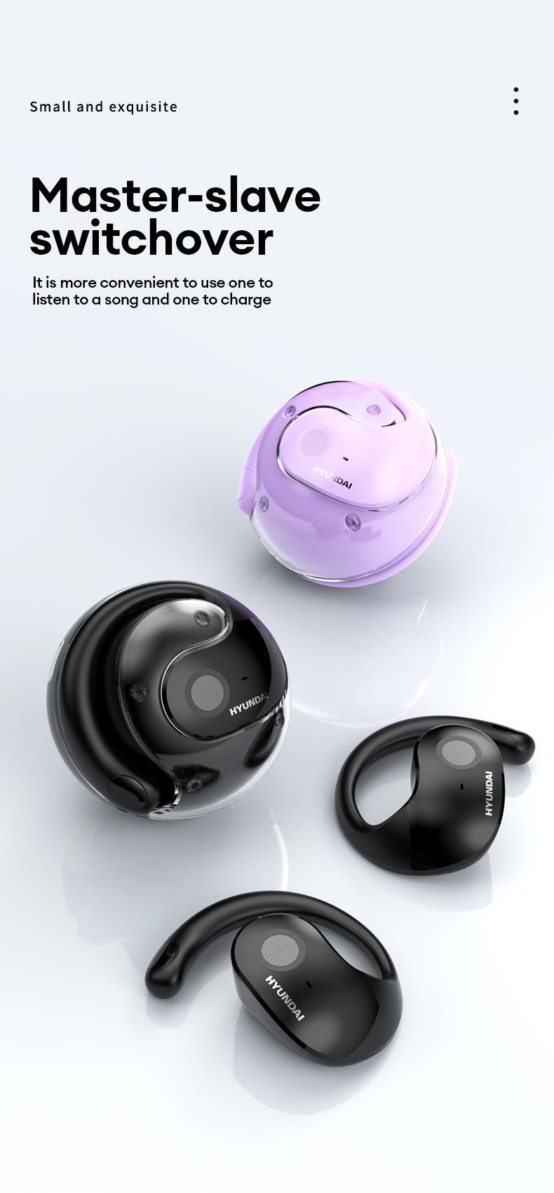 HYUNDAI T26 PRO Wireless Translation Headphones with Bluetooth 5.4 Stereo Headset Supports 169 Language Translation Chargeable Automatic Connection Noise Reduction Waterproof Sport Headphones for Music & Calls