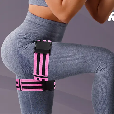 Women's Fabric Booty Bands - BFR Blood Flow Restriction Bundle, Fitness Training Band, Pilates Home Workout Gear, Home Gym & Gym Equipment for Glutes Squats Thighs