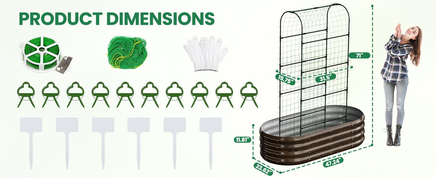 Lilypelle 2-in-1 Galvanized Raised Garden Bed with 71" Arch Trellis for Climbing Plants – Outdoor Planter Box for Flowers, Vegetables, Fruits, Herbs Lilypelle 2-in-1 Galvanized Raised Garden Bed with 71" Arch Trellis for Climbing Plants – Outdoor Planter Box for Flowers, Vegetables, Fruits, Herbs
