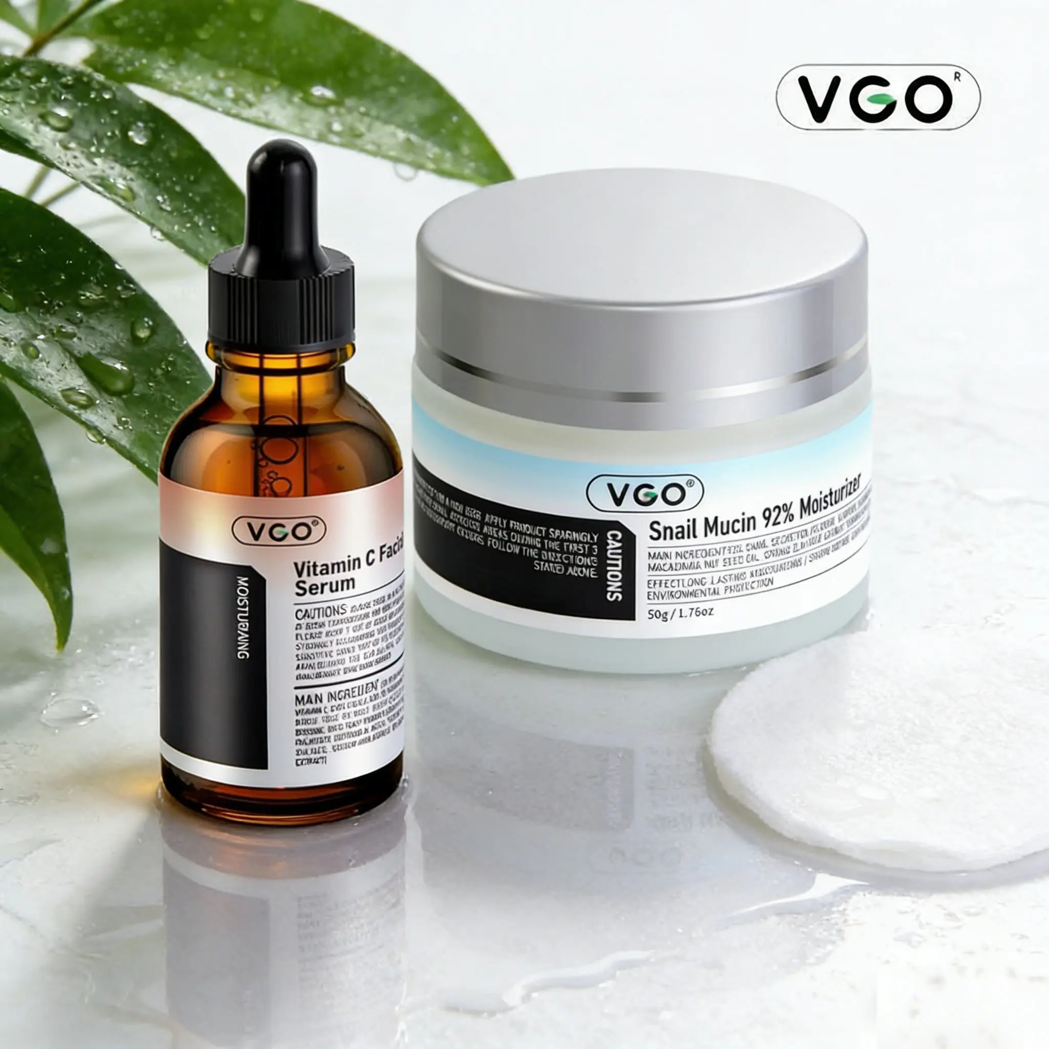 VGO Firming Boost Set with 10% Vitamin C Serum & 92% Snail Mucin Cream, Anti-Aging Duo to Restore Radiance, For All Skin Types