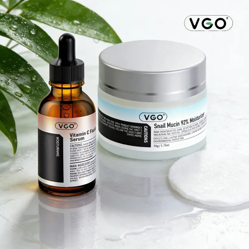 VGO Snail + VC Firming Boost Daily Beauty Bundle Kit - 10% Vitamin C Serum, 92% Snail Mucin Cream Unisex Anti-Aging Duo for Adults, Ammonia-Free, Non-Toxic, Acne Care, Repair, Restore, Radiance, Brightening, Antioxidant Shield, All Skin Types