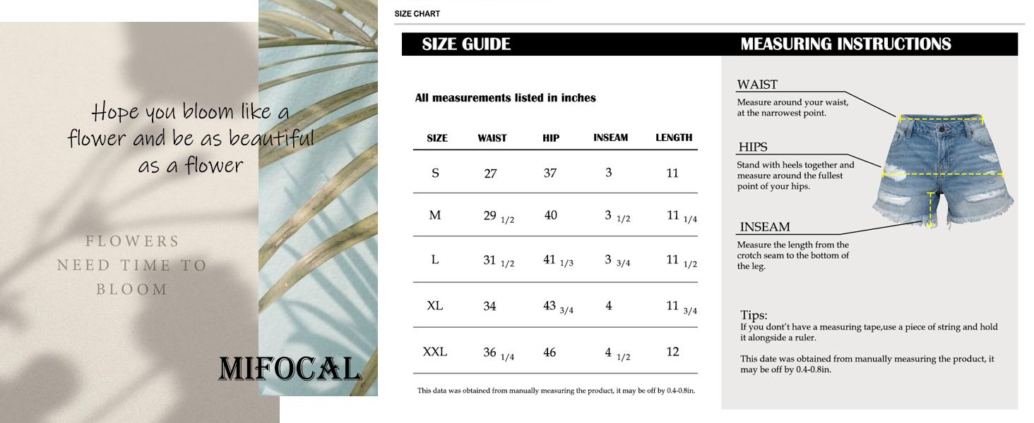 MIFOCAL Women's Mid Rise Ripped Stretchy Jean Shorts, Frayed Raw Hem Casual Denim Shorts,Slim Fit Denim Jeans&Clothing  For Women,Fashion Bottoms For Daily Wear