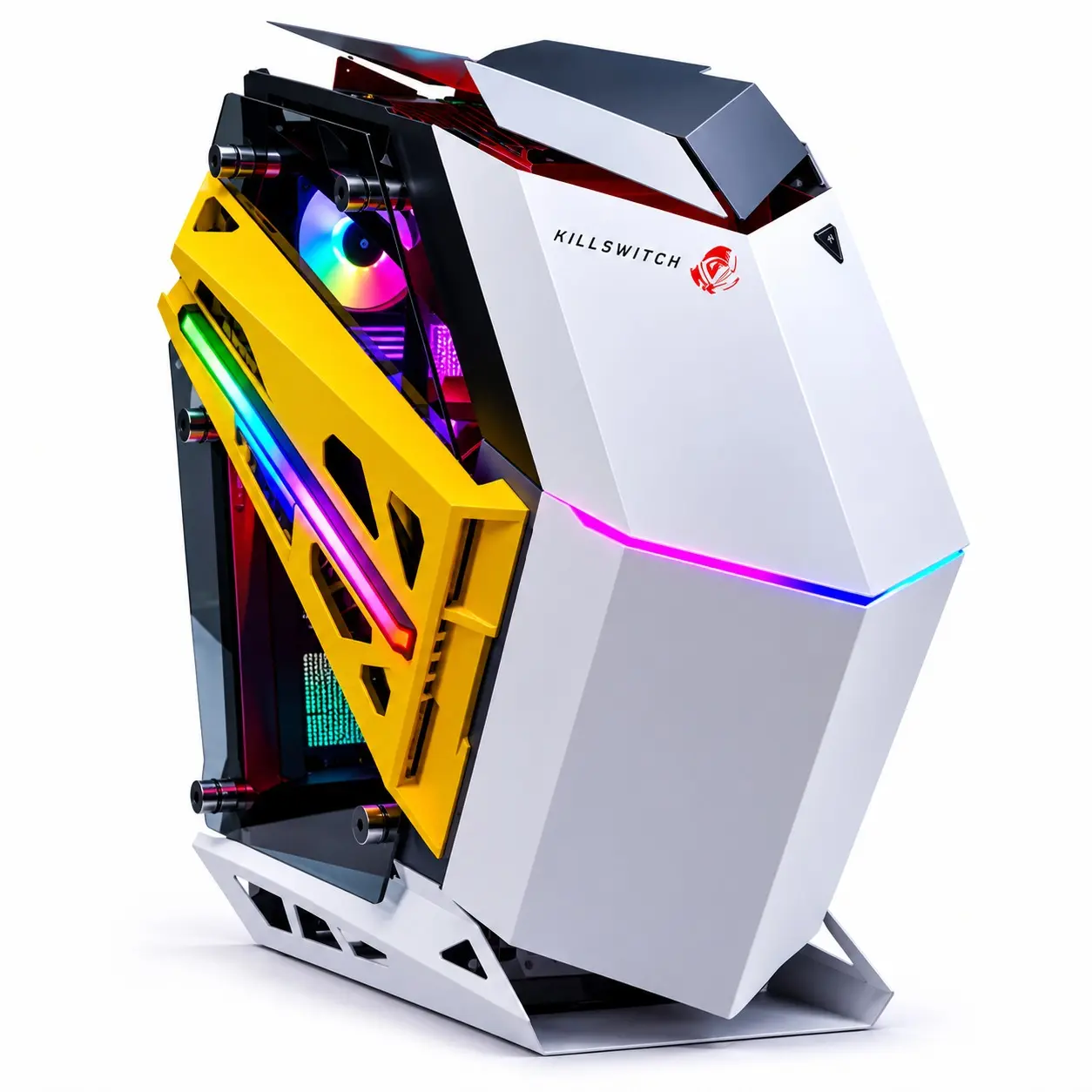 KILLSWITCH KS-100G ATX Gaming PC Case with 4 ARGB Fans, Tempered Glass Side Panel, High Airflow Mid Tower Chassis, ATX/M-ATX Support, USB 3.0, 330mm GPU Clearance