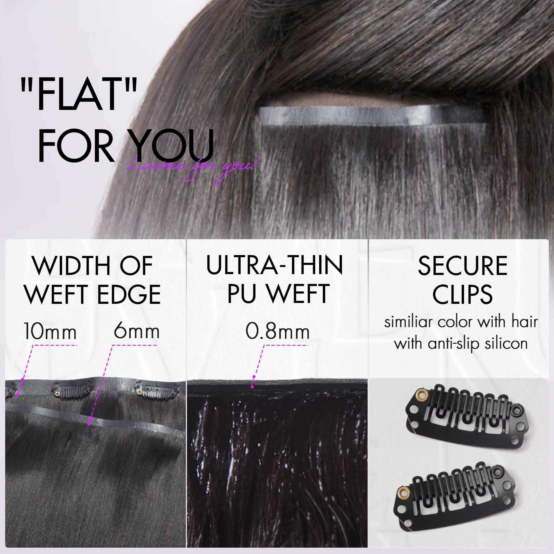 LUVME 100% Virgin Human Hair Extensions Seamless & Invisible Edge Straight, Body Wave, Kinky Curly, Yaki Straight, Messy Burmese Curl Clip-In