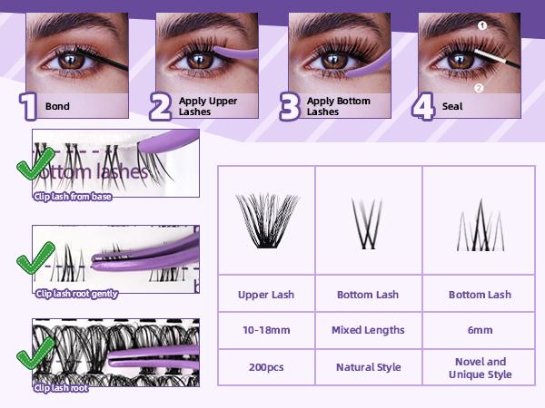 B&Q Love Letter Kit l Manga Lash & Invisible Band Bottom Spiky Volume Lash Clusters,Bond & Seal,Remover,DIY Eyelash Extensions Wet Look Anime Lash Makeup Cosmetic