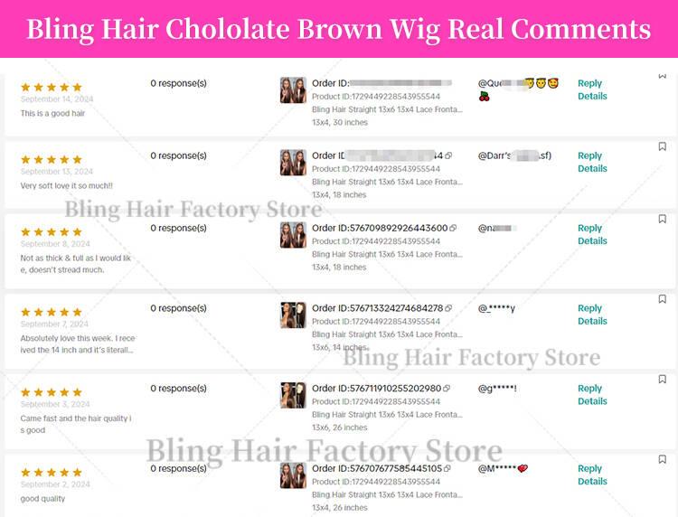 Bling Hair 13x6 Body Wave Chocolate Brown Lace Front Hair Wigs Brazilian Wigs For Women Body Wave13x4 Pre Plucked Honey Brown Lace Frontal Wigs 180Density TikTokShopBlackFriday