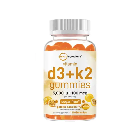 Micro Ingredients Vitamin D3 K2 Gummies | 5,000 IU D3 + 100 mcg K2 MK-7