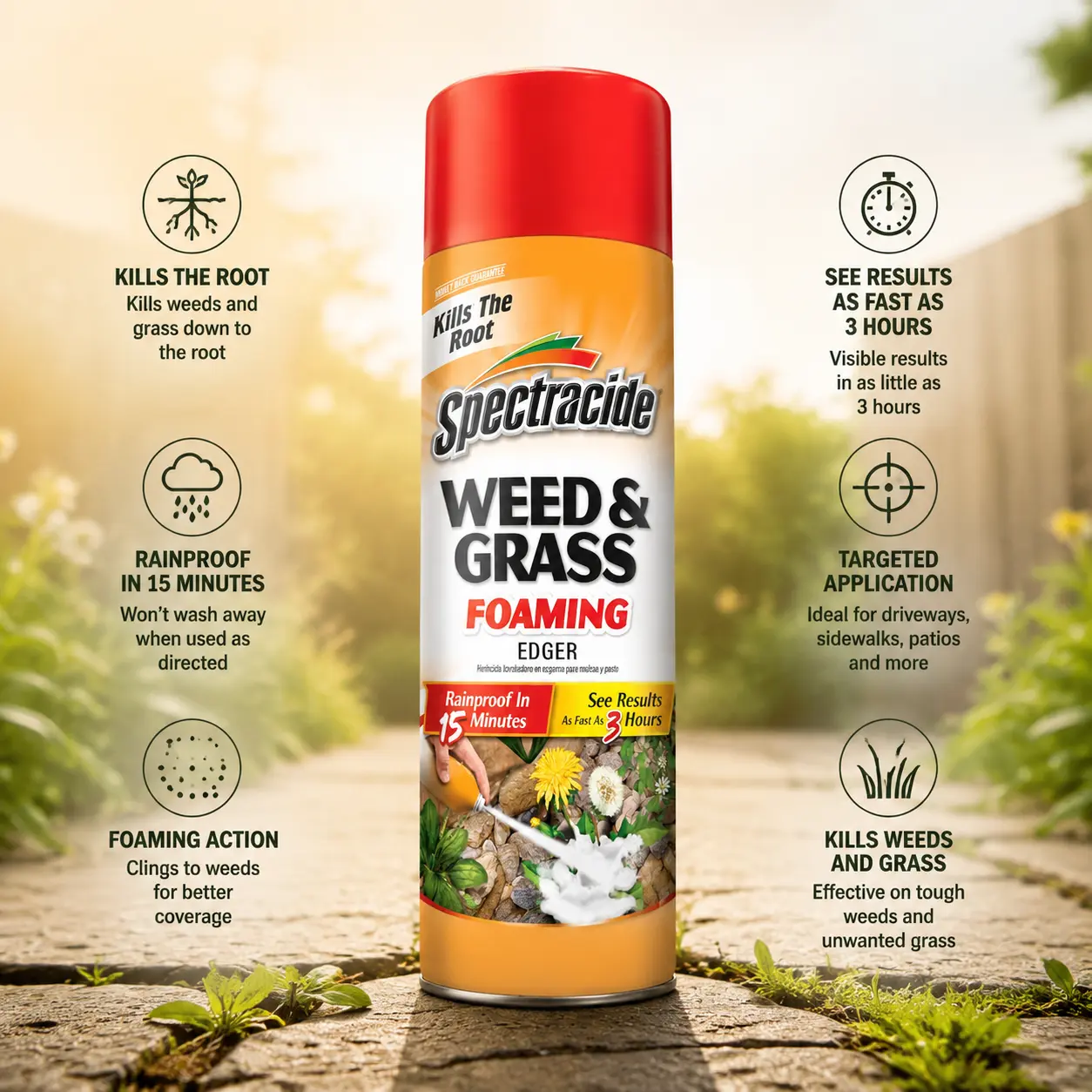 Spectracide Weed & Grass Foaming Edger (17oz, 1 Count) - Edger Foam, Rainproof Weed Killer, German Cockroach Gel Bait Insecticide Spray for Outdoor Residential Pest Control
