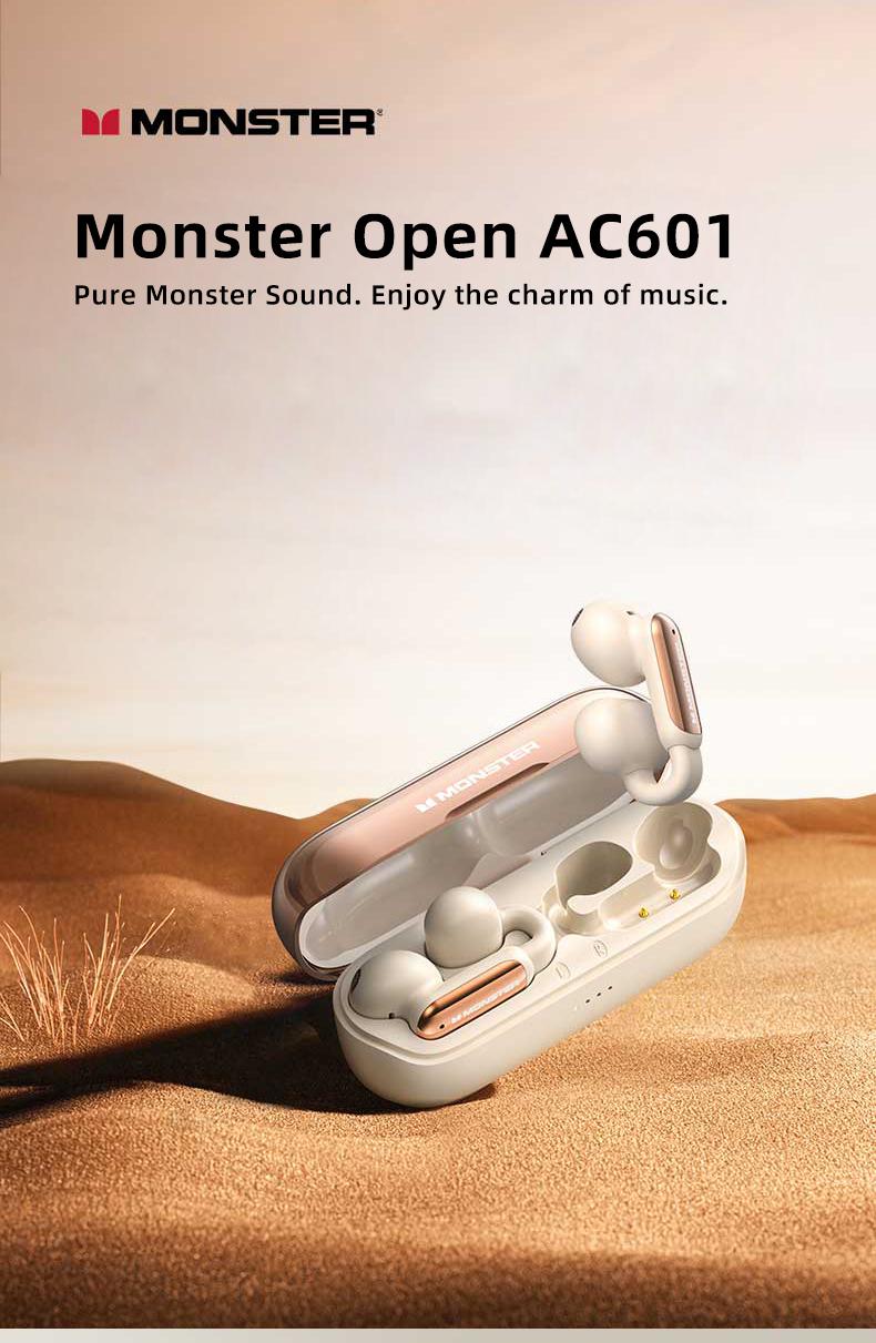 Monster Clip-On Open Ear Wireless Earbuds, Bluetooth 5.4 Headphones with ENC Mic, Ultra-Light Secure Fit for Sports Running, Hi-Fi Stereo Sound, 100H Playtime, Fast Charging, Audio Gifts for Women - TikTokShopBackToSchool