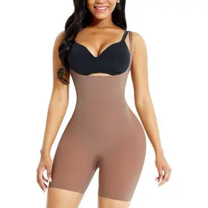 FeelinGirl Tummy Control Shapewear Mesh Leg with Seamless Design for Body Slimming and Comfort Open Bust Full Bodysuit