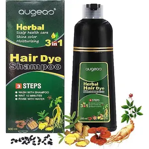 Hair Dye Shampoo 3 in 1,Herbal Ingredients,Contains Ginseng Extract,Can cover gray hairs,Natural Haircoloring,  healthy Plant Haircare,black hairdye,HairdressingSalon