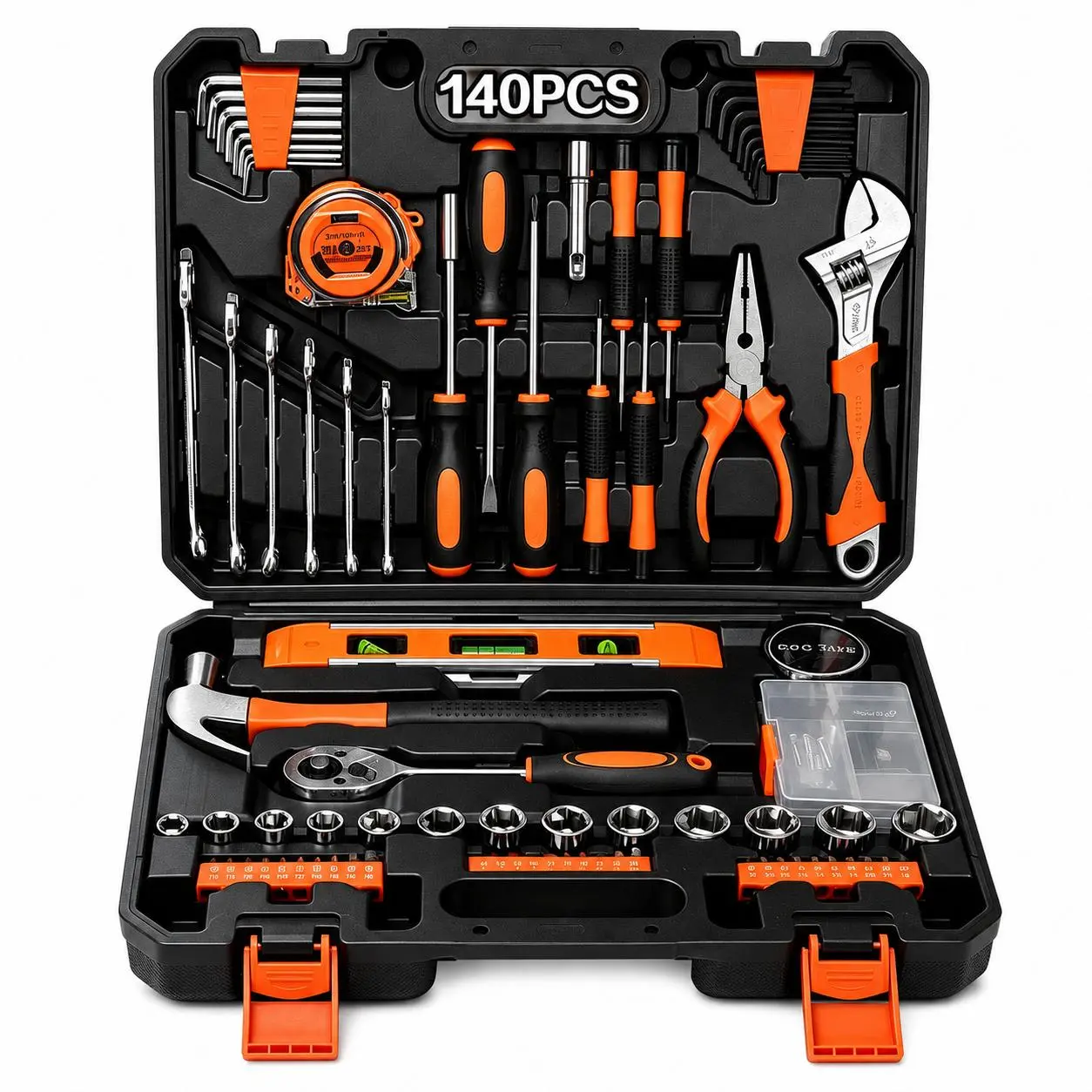 140 Pcs Professional Automotive Master Tool Kit, Premium Tool Sets For Car, Bike, and Motorcycle Maintenance, with Ratchet Wrench, Assorted Screwdriver