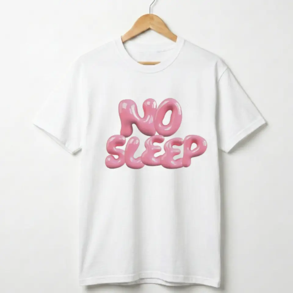 No Sleep insomnia tired exhausted night owl shirt Y2K Glossy Bubble Letter Graphic Tee