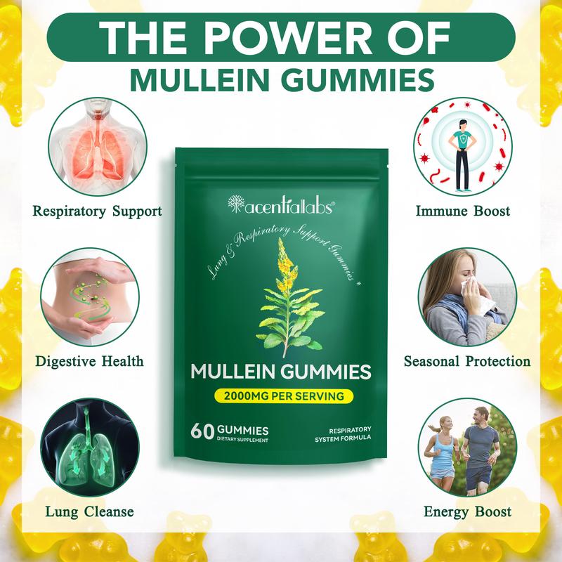 Mullein Gummies for Lungs, Edible Fitness Dietary Gummy, 2000mg Mullein Leaf Extract, mullein lung detox,Pear Flavor Gummies Supplement Healthcare Natural Wellness Boost Vitamin Mullein Gummies for Lungs, Edible Fitness Dietary Gummy, 2000mg Mullein Leaf Extract, mullein lung detox,Pear Flavor Gummies Supplement Healthcare Natural Wellness Boost Vitamin