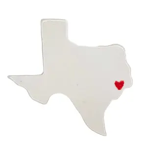 Houston Ceramic Magnet - Handmade Texas Souvenir with Red Heart Design