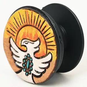 American Darling Hand Tooled Painted Sun Pop Phone Grip Stand Holder